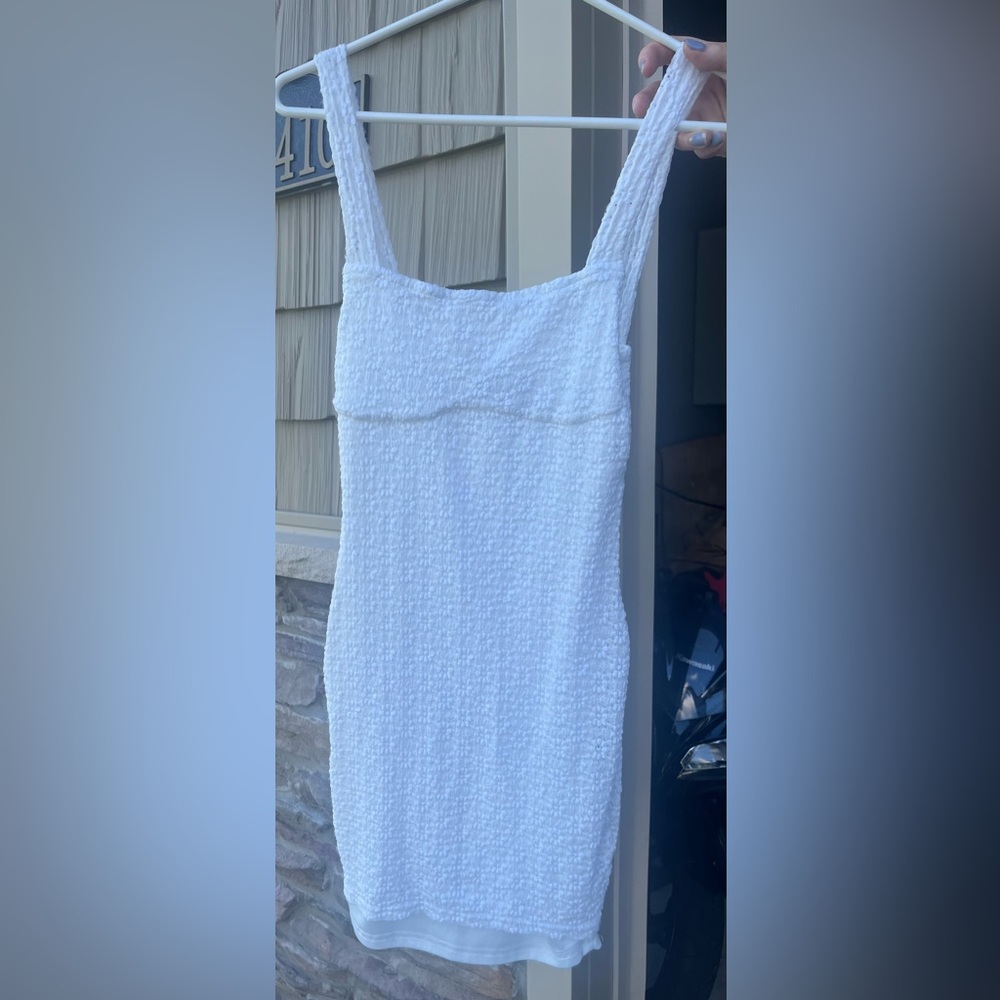 White textured short dress